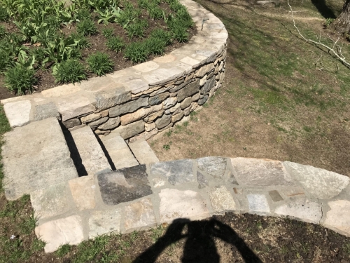 Cut granite steps and Retaining Wall