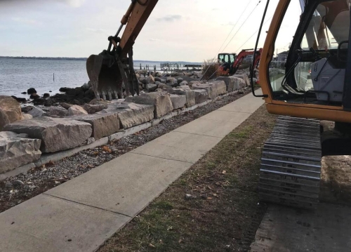 Rebuilding a sea wall...