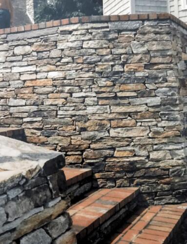 Fieldstone and Brick Retaining Wall and Steps / Stairs