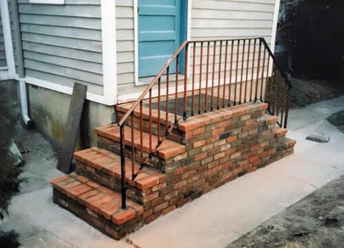 Brick Steps/ Stairs With Wrought Iron Railing