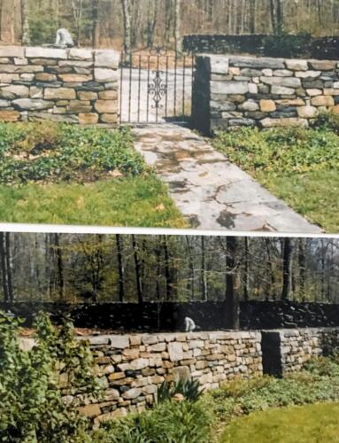 Double-faced Fieldstone Wall with Wrought Iron Gate