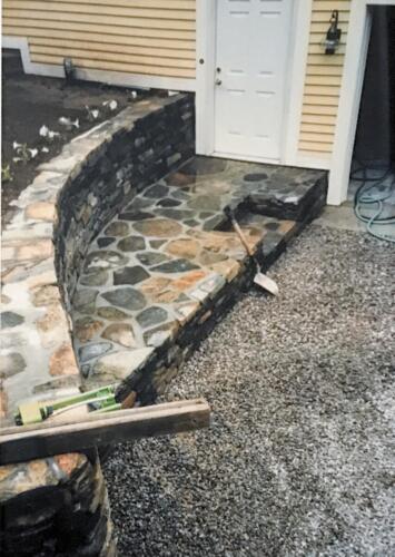 Fieldstone Retaining Wall with Steps