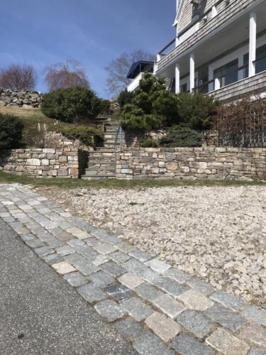 Stone Retaining Wall and Bluestone Steps