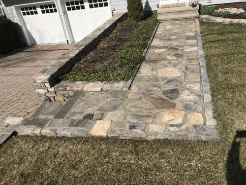 Fieldstone Walkway Trimmed with Granite