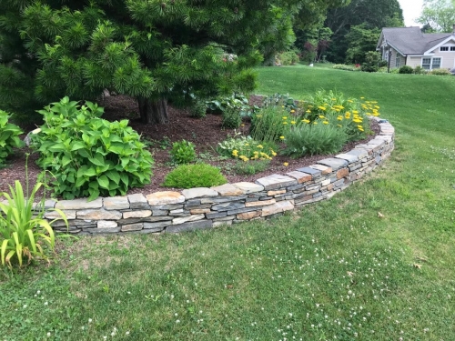 Field stone flower bed