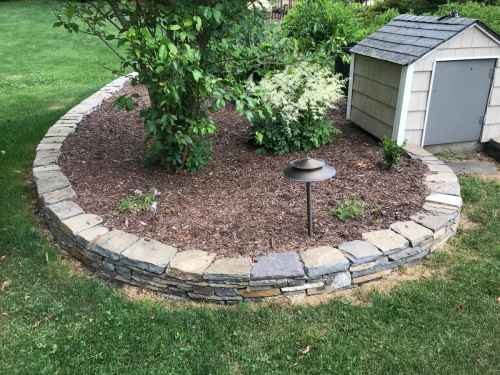 Field stone flower bed