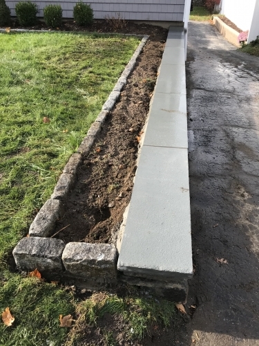 cut granite and bluestone planter
