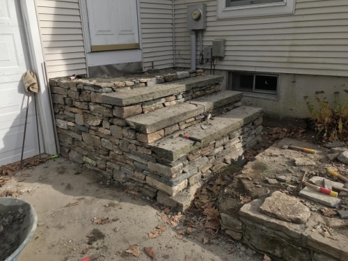 Fieldstone and cut granite steps