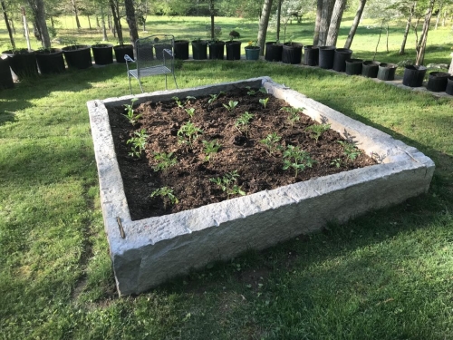 Cut granite planter