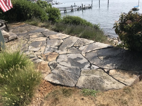 Fieldstone patio -- rustic setting