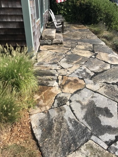 Fieldstone patio -- rustic setting