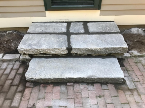 Rebuilt cut granite steps