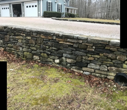 Fieldstone retaining walls in Stonington, CT