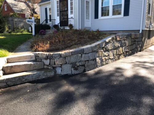 Cut Granite Retaining Wall and Steps