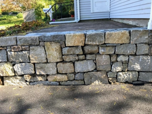 cut granite retaining wall