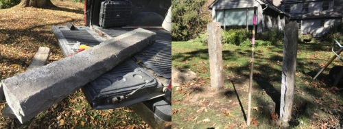 Antique stone pole installation
