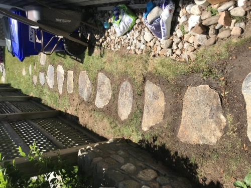 Large field stone walkway