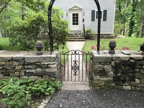 Fieldstone steps, walkway, and wall