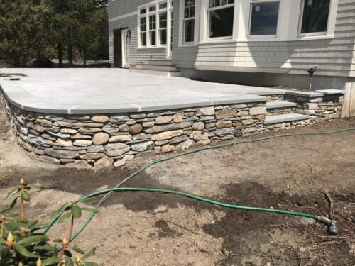Fieldstone Wall with Bluestone Steps